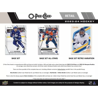 NHL кутии хокей карти NHL 2023-24 Upper Deck O-Pee-Chee Blaster Box