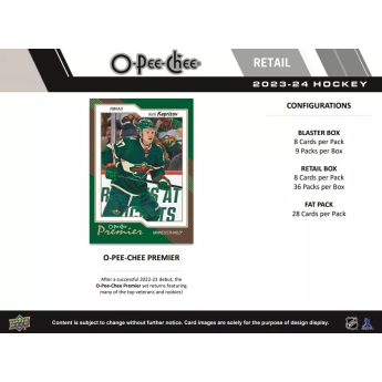 NHL кутии хокей карти NHL 2023-24 Upper Deck O-Pee-Chee Blaster Box