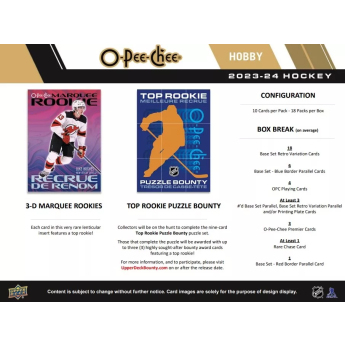 NHL кутии хокей карти NHL 2023-24 Upper Deck O-Pee-Chee Hobby Box