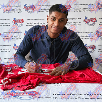 Легенди фланелки с рамка Manchester United FC 2022-2023 Bruno Fernandes & Rashford Signed Shirts (Dual Framed)