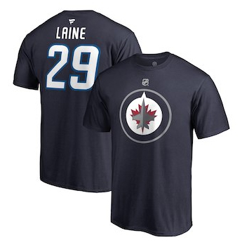 Winnipeg Jets мъжка тениска black #29 Patrik Laine Stack Logo Name & Number