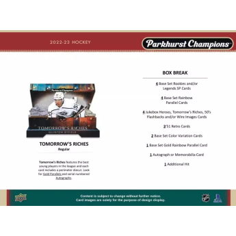 NHL кутии хокей карти NHL 2022-23 Upper Deck Parkhurst Champions Hockey Hobby Box