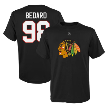 Chicago Blackhawks детска тениска Connor Bedard #98 Player Name & Number Black