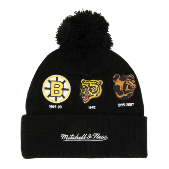 Boston Bruins зимна шапка 100th Anniversary Collection Timeline Cuffed Knit Hat with Pom - Black
