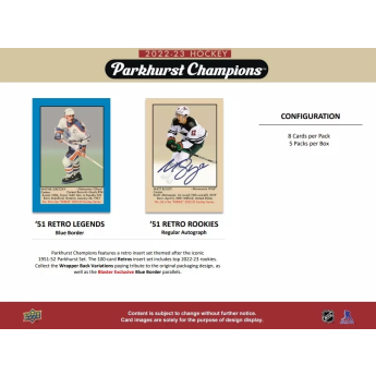 NHL кутии хокей карти NHL 2022-23 Upper Deck Parkhurst Champions Blaster Box