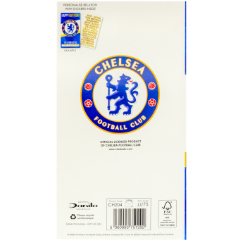 Chelsea FC картичка за рожден ден със стикери Personalised Birthday Card