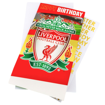 Liverpool FC картичка за рожден ден със стикери Personalised Birthday Card