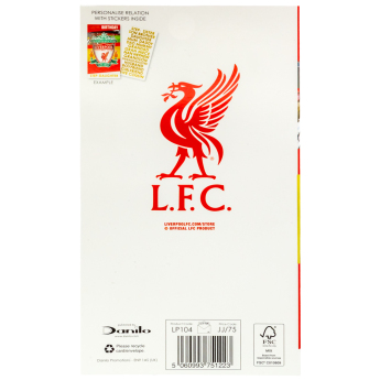 Liverpool FC картичка за рожден ден със стикери Personalised Birthday Card