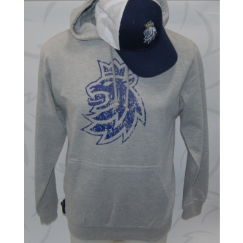 Отбори по хокей детски суитшърт с качулка Czech Ice Hockey grey logo lion patina