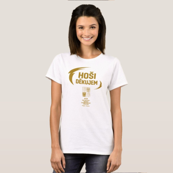 Отбори по хокей дамска тениска HOŠI DĚKUJEM Ice Hockey World Championship Czechia MS 2024 GOLD EDITION White