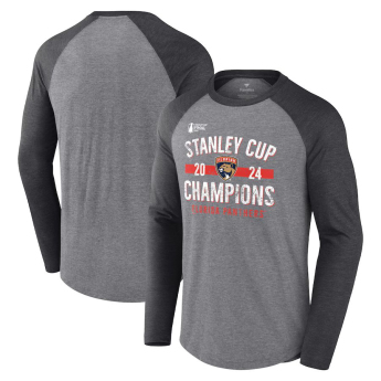 Florida Panthers мъжка тениска с дълъг ръкав 2024 Stanley Cup Champions Throwback Tri-Blend Raglan Long Sleeve
