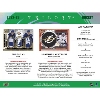 NHL кутии хокей карти NHL 2022-23 Upper Deck Trilogy Hobby Box