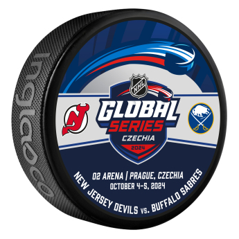 NHL продукти шайба NHL Global Series 2024 Czechia Buffalo Sabres vs New Jersey Devils Dueling Logo