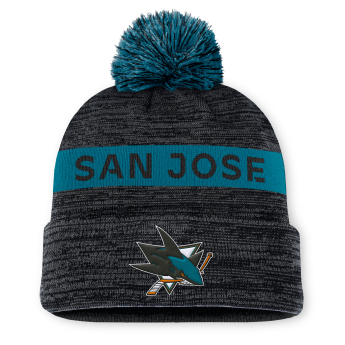 San Jose Sharks зимна шапка Authentic Pro Rink Beanie Cuff With POM