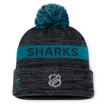 San Jose Sharks зимна шапка Authentic Pro Rink Beanie Cuff With POM