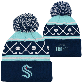 Seattle Kraken детска зимна шапка Face-Off Cuff Pom