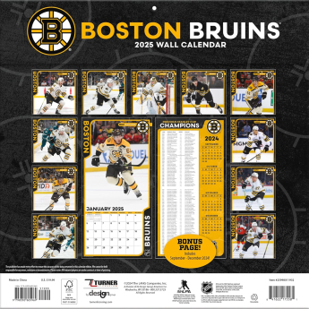 Boston Bruins календар 2025 Wall Calendar