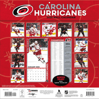 Carolina Hurricanes календар 2025 Wall Calendar