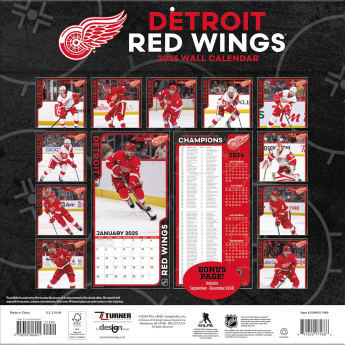 Detroit Red Wings календар 2025 Wall Calendar