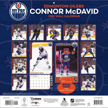 Edmonton Oilers календар Connor McDavid #97 2025 Wall Calendar