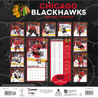Chicago Blackhawks календар 2025 Wall Calendar