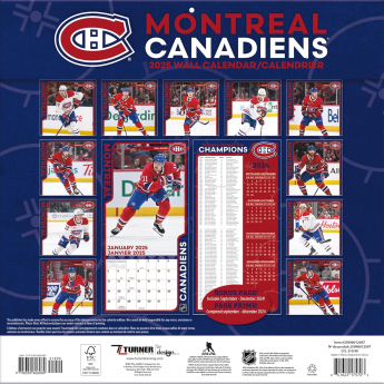 Montreal Canadiens календар 2025 Wall Calendar