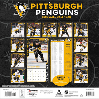 Pittsburgh Penguins календар 2025 Wall Calendar