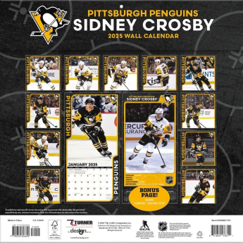 Pittsburgh Penguins календар Sidney Crosby #87 2025 Wall Calendar