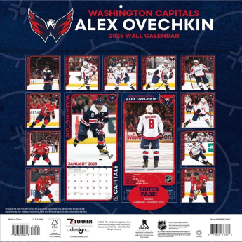 Washington Capitals календар Alexander Ovechkin #8 2025 Wall Calendar
