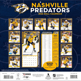 Nashville Predators календар 2025 Wall Calendar