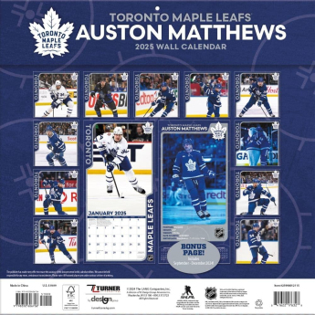 Toronto Maple Leafs календар #34 Auston Matthews 2025 Wall Calendar