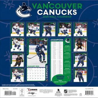 Vancouver Canucks календар 2025 Wall Calendar