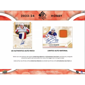 NHL кутии хокей карти NHL 2023-24 Upper Deck SP Authentic Hobby Box