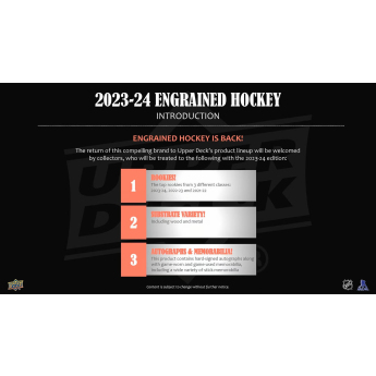 NHL кутии хокей карти NHL 2023-24 Upper Deck Engrained Hockey Hobby Box