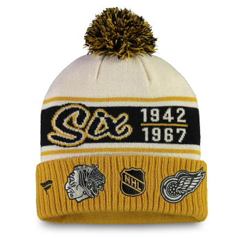 Отбори по хокей зимна шапка Original 6 Refresh Cuffed Knit Hat with Pom - Tan