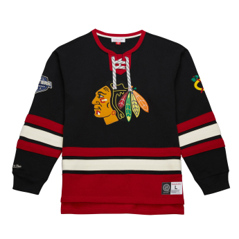 Chicago Blackhawks мъжки суитшърт Heritage Lace-Up Crew Vintage Logo