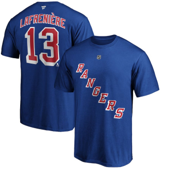 New York Rangers мъжка тениска Alexis Lafrenière #13 Stack Logo Name & Number