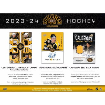 NHL кутии хокей карти NHL 2023-24 Upper Deck Boston Bruins Centennial Hobby Box
