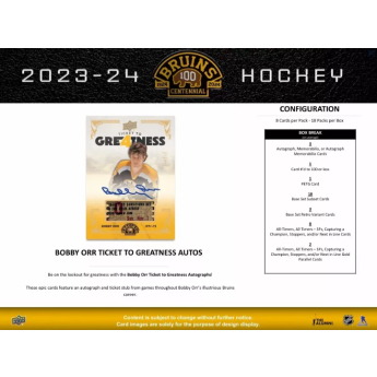 NHL кутии хокей карти NHL 2023-24 Upper Deck Boston Bruins Centennial Hobby Box