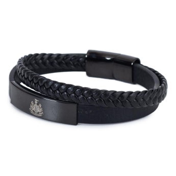 Newcastle United кожена гривна Black IP Leather Bracelet