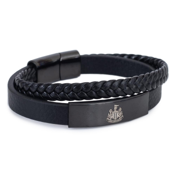 Newcastle United кожена гривна Black IP Leather Bracelet