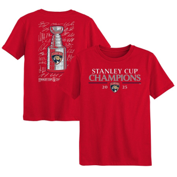 Florida Panthers детска тениска 2025 Stanley Cup Champions Signature Roster red