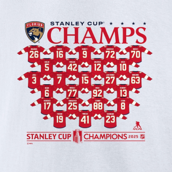Florida Panthers мъжка тениска 2025 Stanley Cup Champions Jersey Roster white