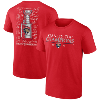 Florida Panthers мъжка тениска 2025 Stanley Cup Champions Signature Roster red