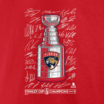 Florida Panthers мъжка тениска 2025 Stanley Cup Champions Signature Roster red