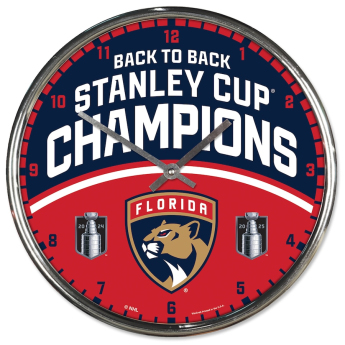 Florida Panthers стенен часовник 2025 Stanley Cup Champions Chrome