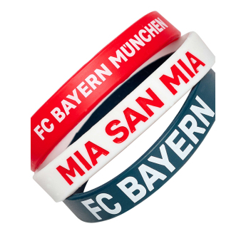 FC Bayern Munich Комплект от 3 гумени гривни blue red white