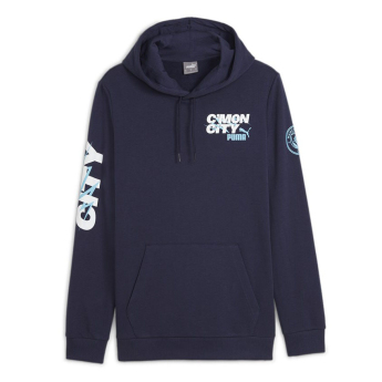 Manchester City мъжки суитшърт с качулка FtblIcons navy