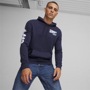 Manchester City мъжки суитшърт с качулка FtblIcons navy