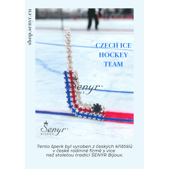 Отбори по хокей брошка Czech Hockey Tricolor Silver Plated Hockey Stick